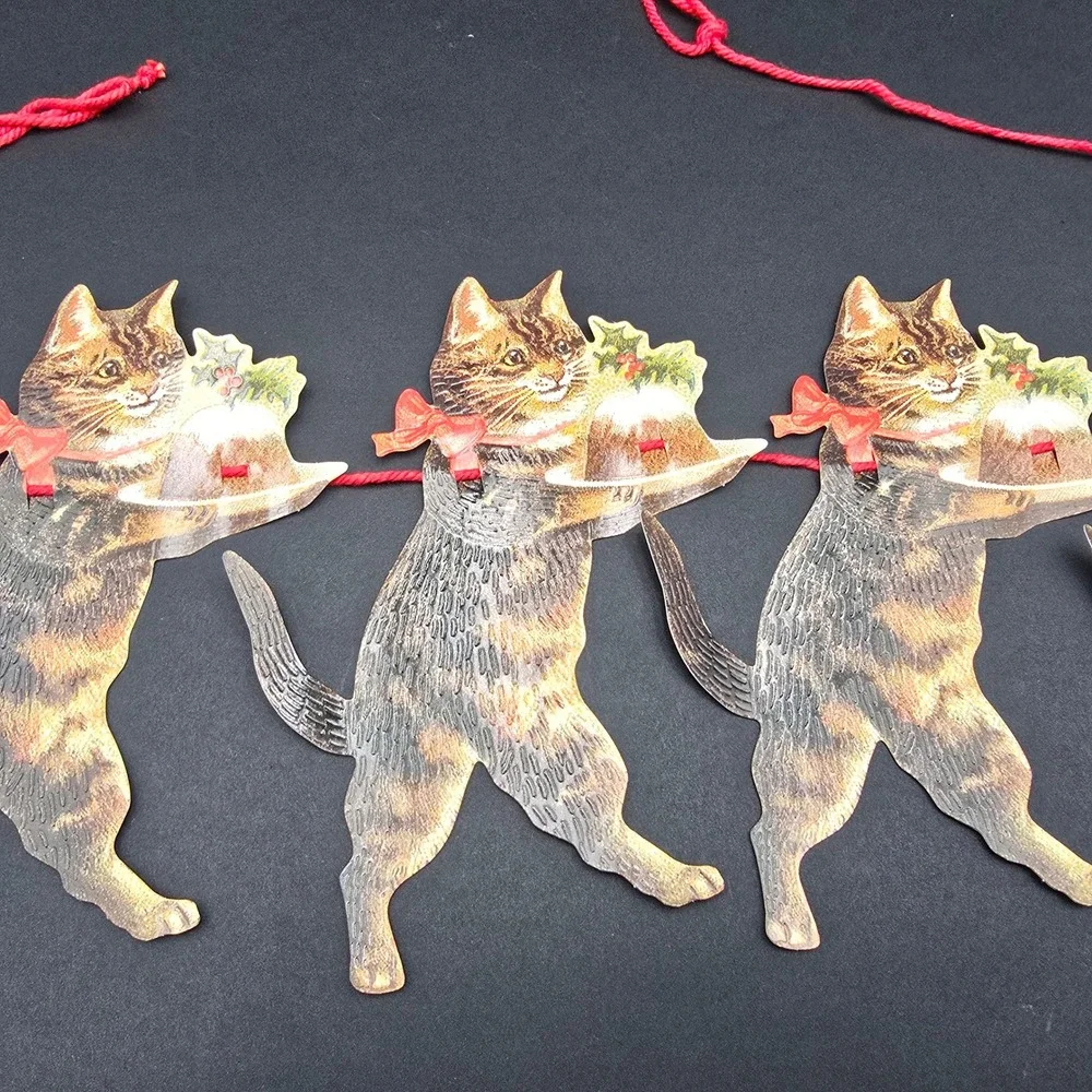 Christmas Garland Cat with Pudding Mamelok/B. Shackman Made in England New